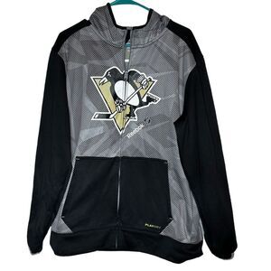 PITTSBURGH PENGUINS REEBOK PLAY DRY PERFORMANCE JACKET MEDIUM ZIP UP